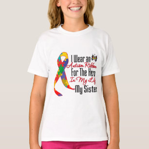 T-shirt Le héros du ruban de l'autisme dans ma vie Ma soeu