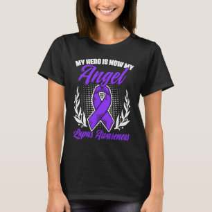 T-shirt Le héros est maintenant mon ange Lupus violet Ribb
