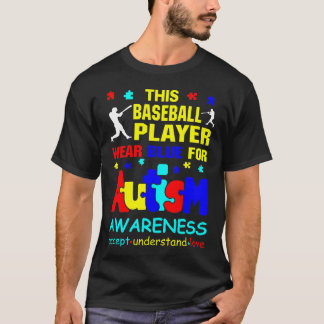 T-shirt Le joueur de baseball Wear Blue pour la Sensibilis