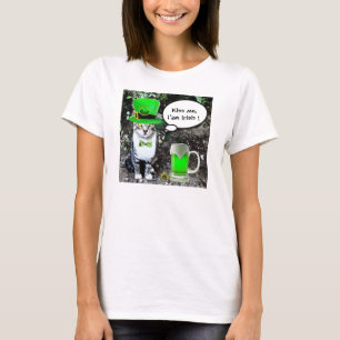 T-SHIRT LE JOUR DE SAINT PATRICK CAT WITH GREEN IRISH