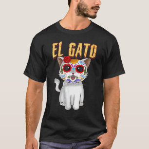 T-shirt Le Jour des Morts Adorable Crâne de Sucre Chat Dia