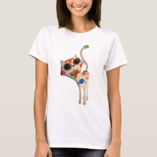 T-shirt Le jour du chat mignon blanc mort