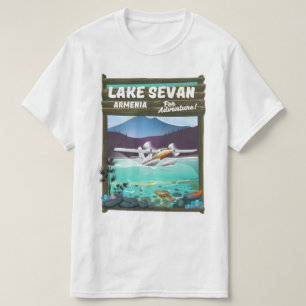 T-shirt Le lac Sevan Arménie Style vintage affiche de voya