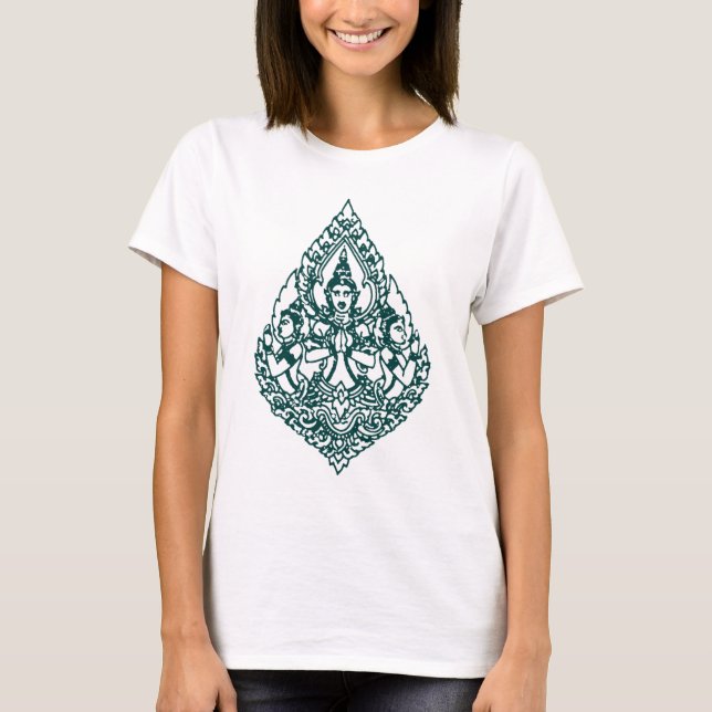 T-SHIRT LE LAOTIEN DE PRIÈRE DE TROIS BOUDDHA, THAÏLANDAIS (Devant)