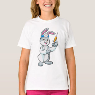 T-shirt Le lapin comme docteur à la vaccination avec la se