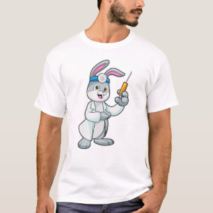 T-shirt Le lapin comme docteur à la vaccination avec la se