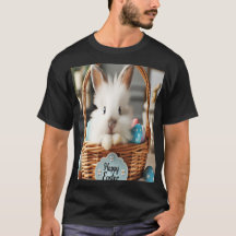 Le lapin de Pâques avec ses oeufs.