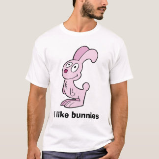 T-shirt Le lapin rose fou, j'aime des lapins. habillement