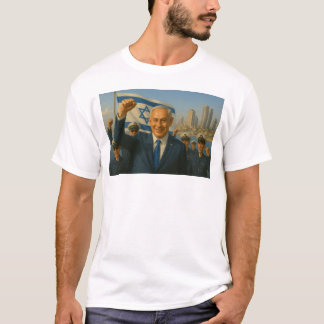 T-shirt Le leader israélien célèbre avec un équipage de la