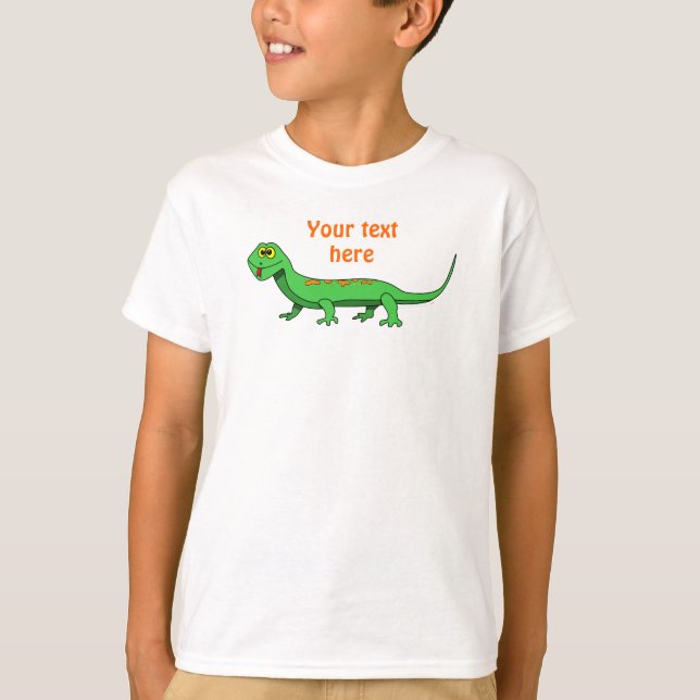T-shirt Le lézard vert mignon de bande dessinée badine le (Devant)