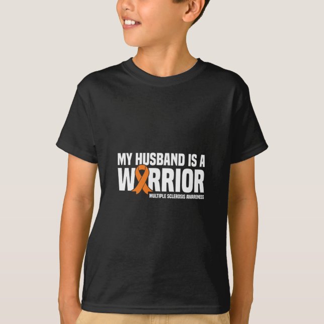 T-shirt Le Mari Est Un Guerrier Mme Sclérose En Plaques (Devant)