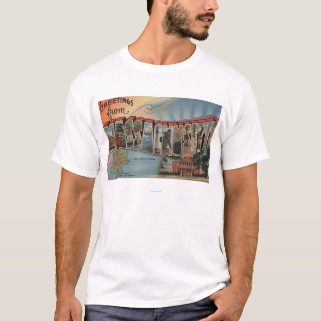 T-shirt Le Massachusetts (capitale de l'État/fleur) (Devant)