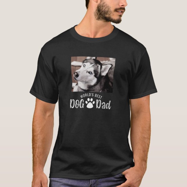 T-shirt LE MEILLEUR CHIEN DAD Photo Empreinte de patte Bla (Devant)