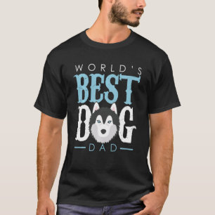 T-shirt Le Meilleur Chien Du Monde Papa Husky Visage Bleu 