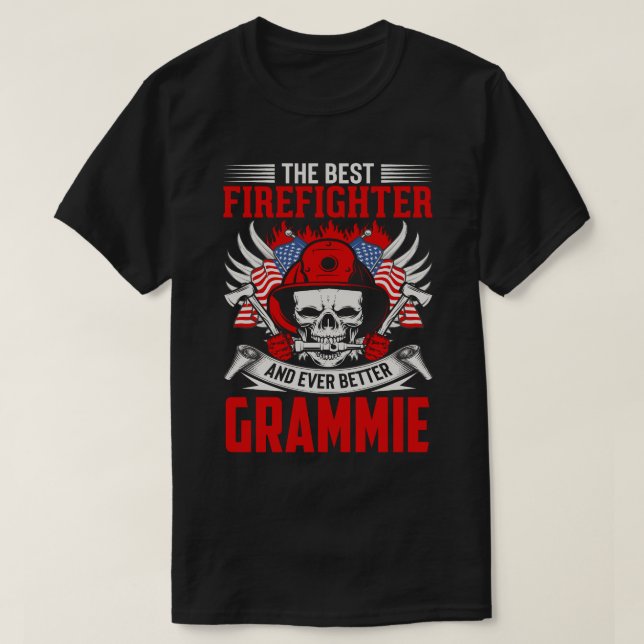 T-shirt Le Meilleur Pompier Et Encore Mieux GRAMMIE (Design devant)