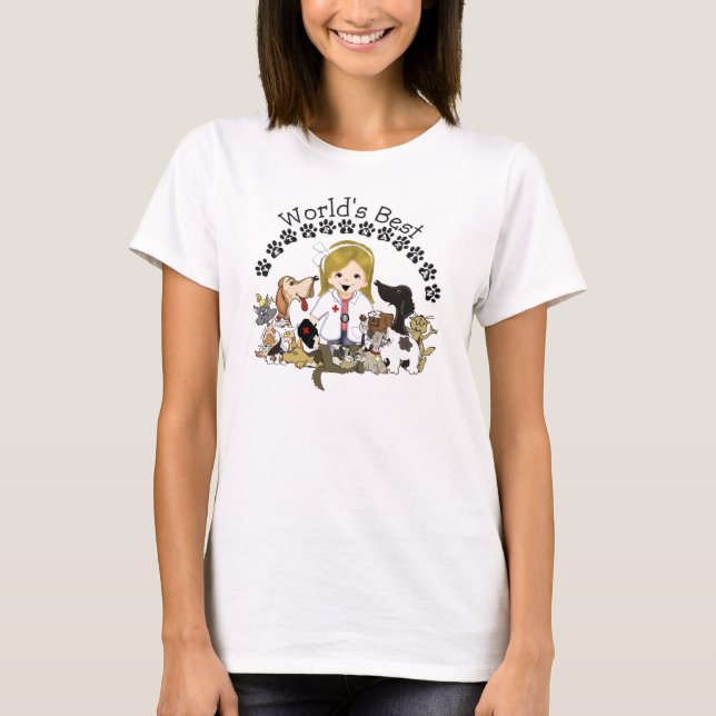 T-shirt Le meilleur vétérinaire du monde - cheveux blonds (Devant)
