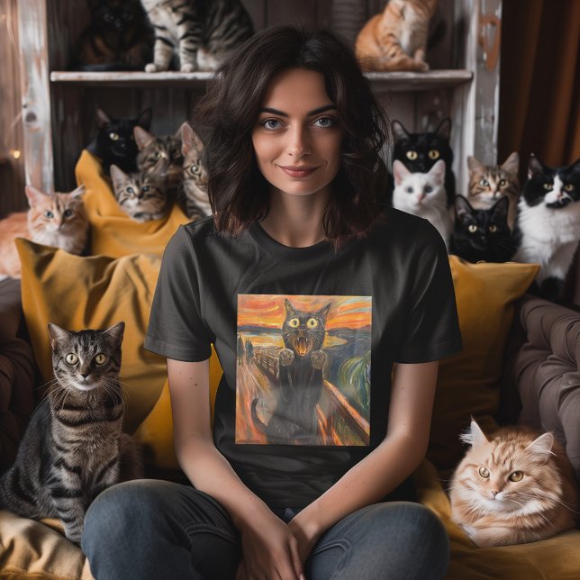 T-shirt Le Meow (Introducing "The Scream Cat": a purr-sonalized twist on Munch's classic scream!)