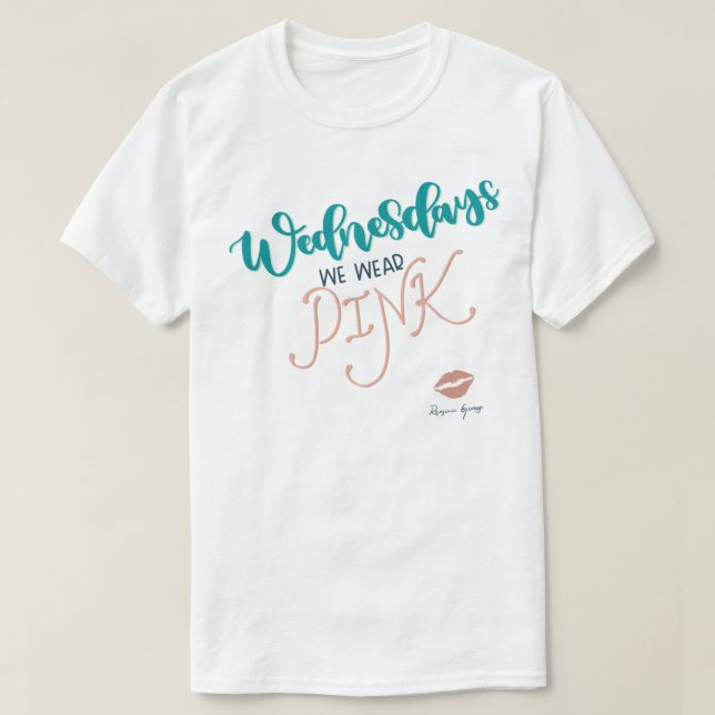 T-shirt Le Mercredi Nous Portons Rose - Filles Moyennes (Design devant)