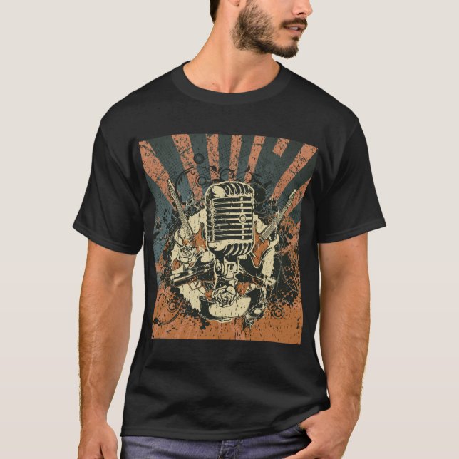 T-shirt Le Microphone d'antan passe par l'image musicale (Devant)