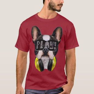T-shirt Le mignon Bulldog français en DJ en verre soleil e