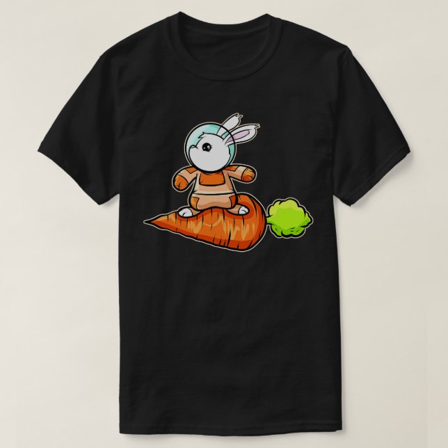 T-shirt Le Mignonne Astronaute Bunny Surf Sur Une Carotte  (Design devant)