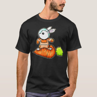 T-shirt Le Mignonne Astronaute Bunny Surf Sur Une Carotte 