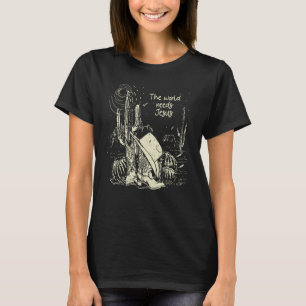 T-shirt Le Monde a Besoin de Jésus Bottes avec Chapeau Cow
