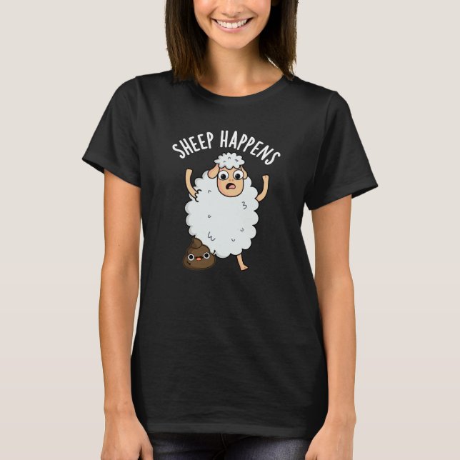 T-shirt Le mouton se passe drôle Poop Pun Dark BG (Devant)