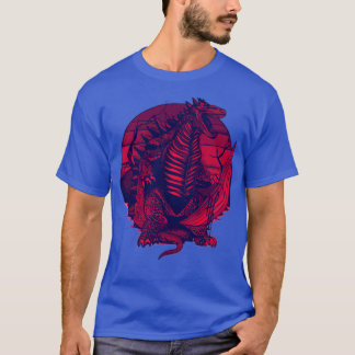 T-shirt Le néon rouge attaque le dinosaure