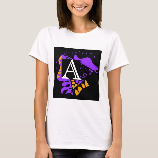 T-shirt Le nid d’oiseaux - Lettre initiale personnalisée A (Devant)