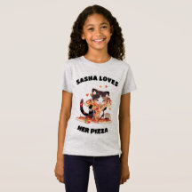 Le nom de votre enfant...Aime Pizza Cute Cat