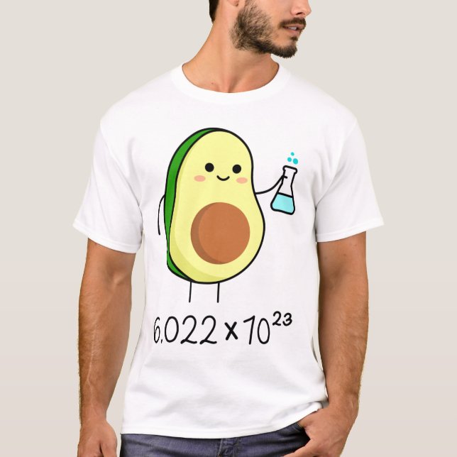 T-shirt Le numéro de jeu d'Avogadro. Baguette chimiste mig (Devant)