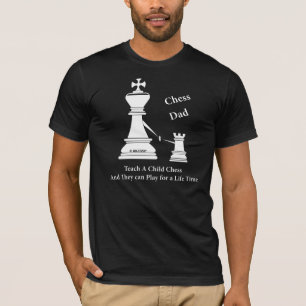 T-shirt Le papa d'échecs, enseignent des échecs d'enfant