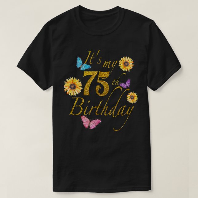 T-shirt Le Papillon Tournesol Joyeux Son Gif de 75e annive (Design devant)