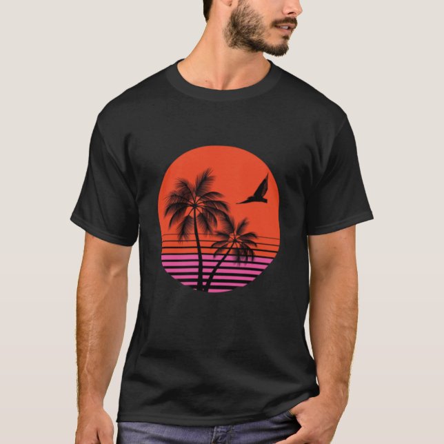 T-shirt Le paradis du coucher de soleil, (Devant)