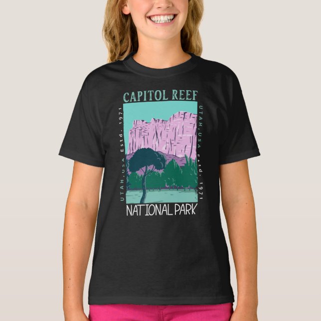 T-shirt Le Parc National Capitol Reef Utah Distress Retro (Devant)