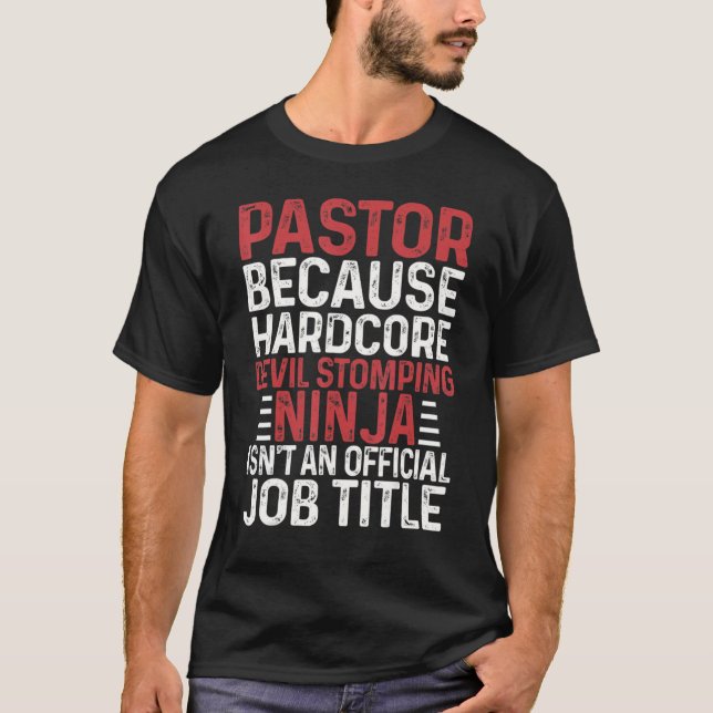 T-shirt Le pasteur masculin parce que le diable Stomping N (Devant)