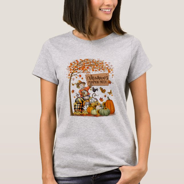 T-shirt Le Patch Automne Citrouille de Memaw laisse à dési (Devant)