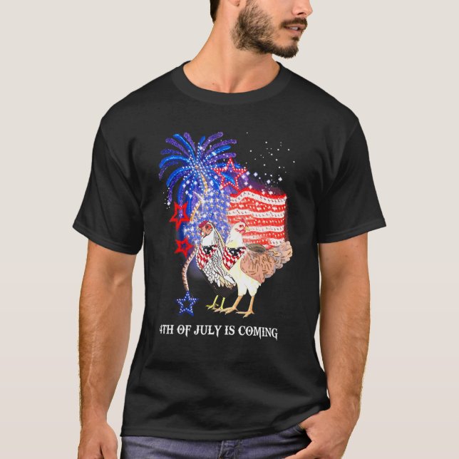 T-shirt Le Patrio Américain Du Drapeau 4 juillet Poulet (Devant)