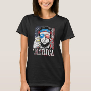 T-shirt Le Patriotique Abraham Lincoln Merica Usa Drapeau