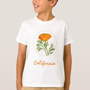 T-shirt Le pavot de Californie dans un cercle, Texte "Cali