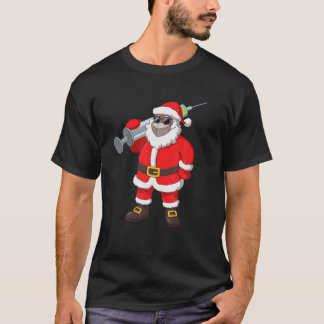 T-shirt Le Père Noël Africain-Américain Vacciné En Masque 