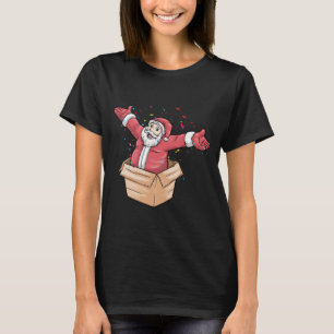 T-shirt Le père Noël drôle sort d'une boîte