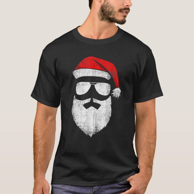 T-shirt Le Père Noël Face Lunettes De Soleil Avec Barbe Ca (Devant)