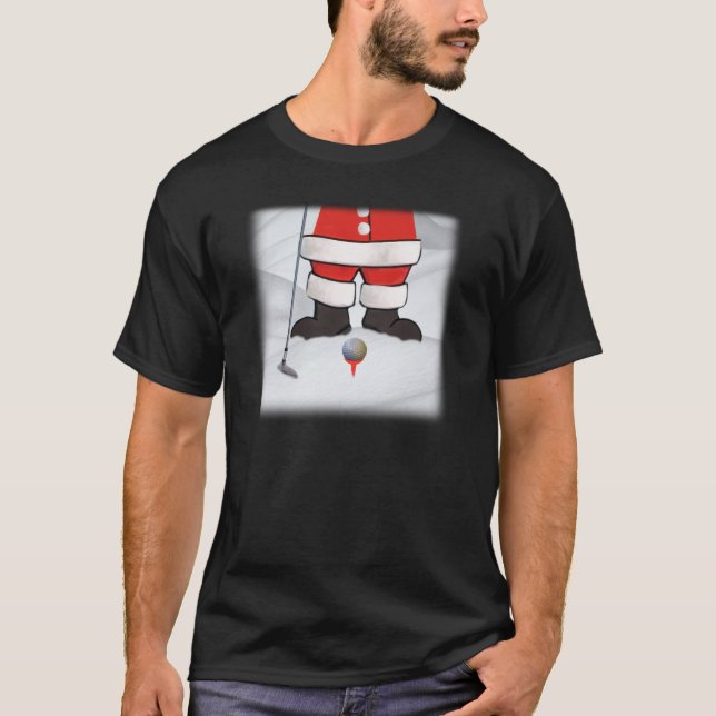 T-shirt Le père noël jouant au golf dans la neige (Devant)