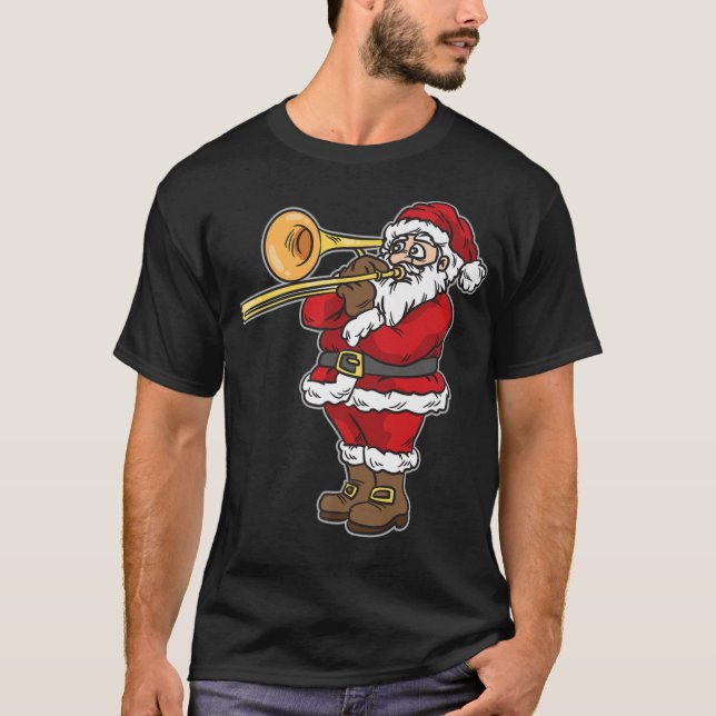 T-shirt Le Père Noël joue Trombone pour Noël (Devant)