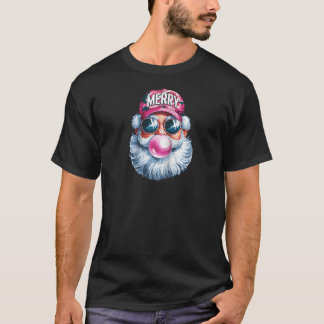 T-shirt Le Père Noël souffle la bulle gomme rose joyeux Ch
