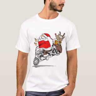 T-shirt Le Père Noël sur la moto Rudolph le renne