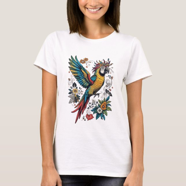 T-shirt Le perroquet tropical vibrant (Devant)