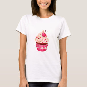 T-shirt Le petit gâteau assez rose avec arrose et cerise